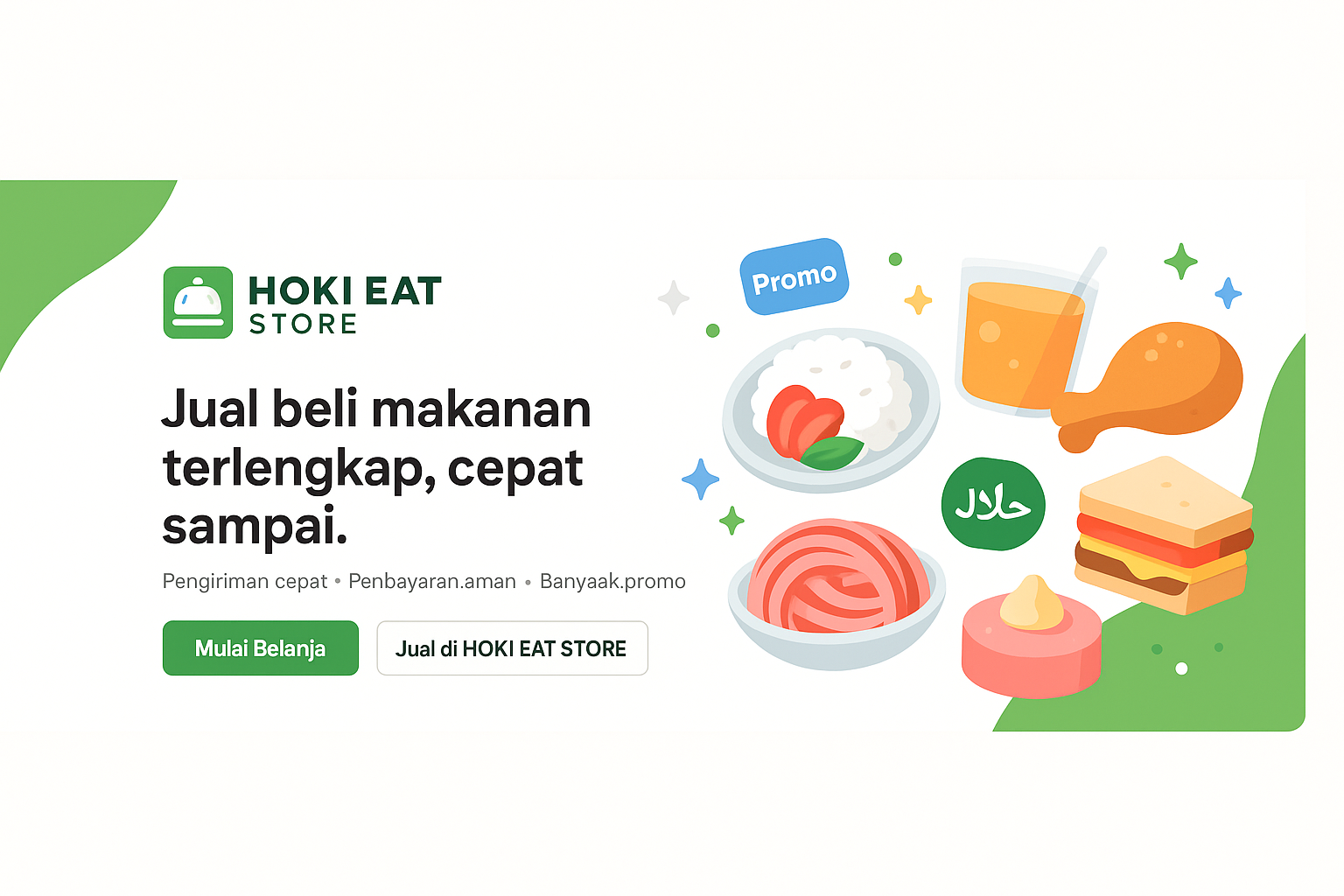 Ilustrasi aneka makanan siap antar